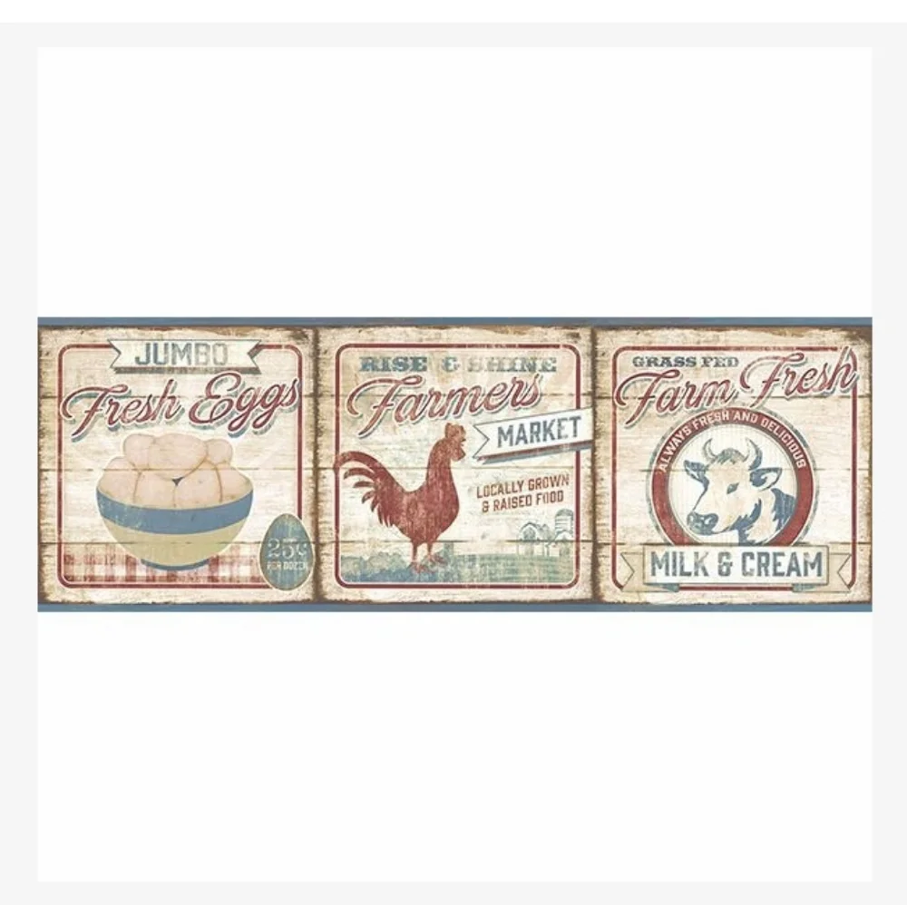 Wallpaper Border Farmers Market Vintage Signs